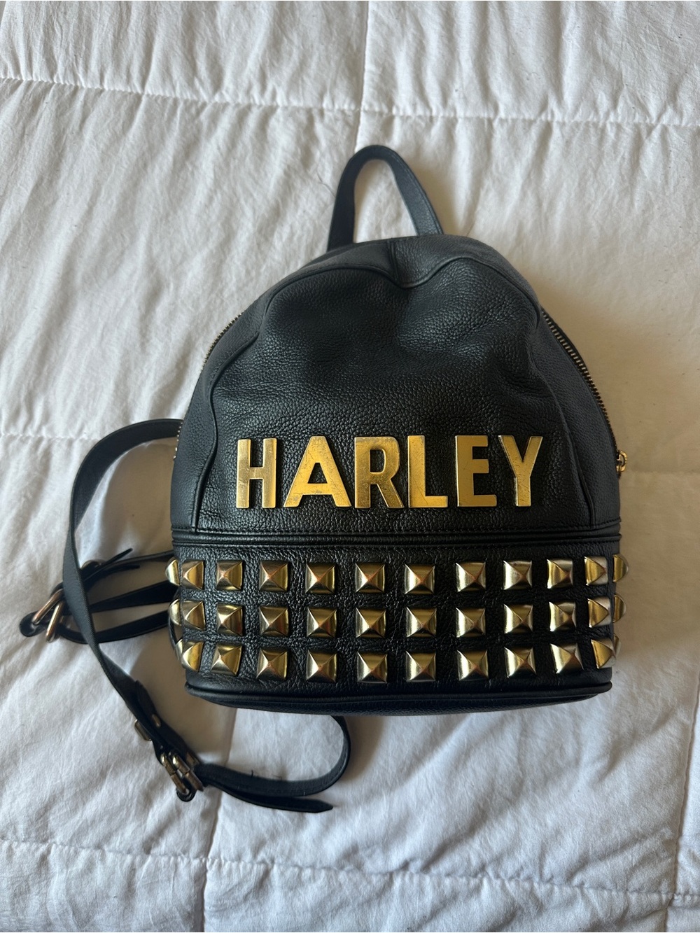 HARLEY Vintage Genuine Leather Studded Mini Backpack